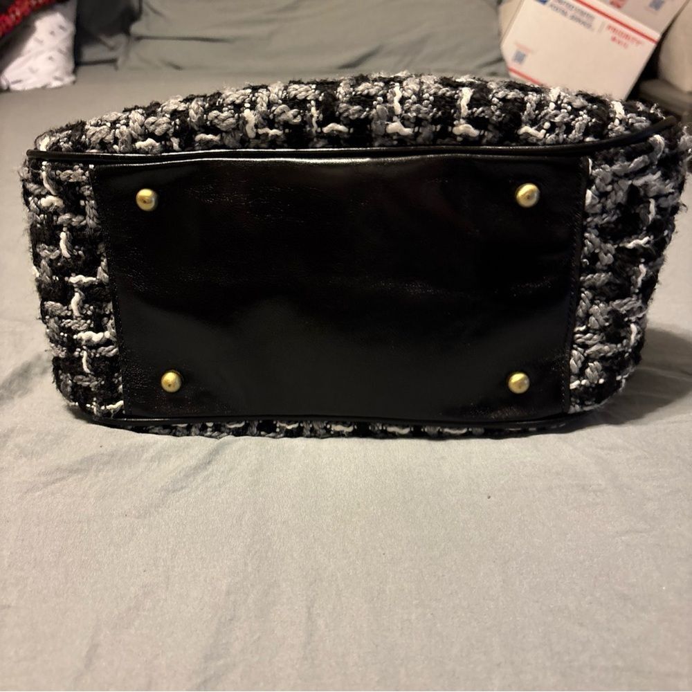 Patricia Nash Linley Black and White Tweed Shoulder Bag with op handles - Picture 2 of 9